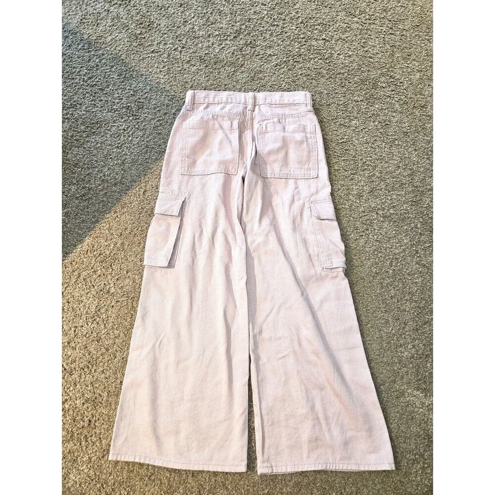 Old Navy Girls Pink Cargo Pants Size 10 Cotton Twill Solid Pockets Button